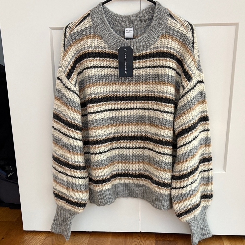 Melrose and Market Multicolor Striped Crewneck Sweater